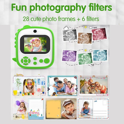 Instant Printing Camera with 2.4 Hd Screen and 32gb Tf Card - Green