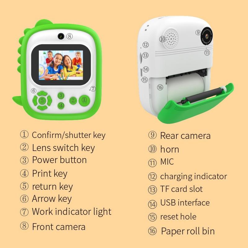 Instant Printing Camera with 2.4 Hd Screen and 32gb Tf Card - Green