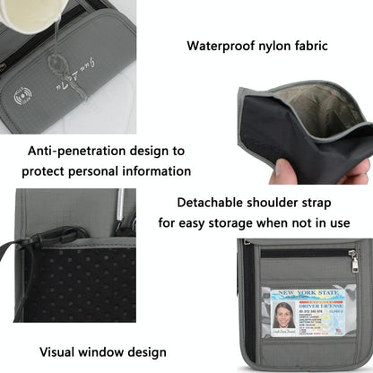 Rfid Passport Storage Bag Anti Theft Messenger - Blue