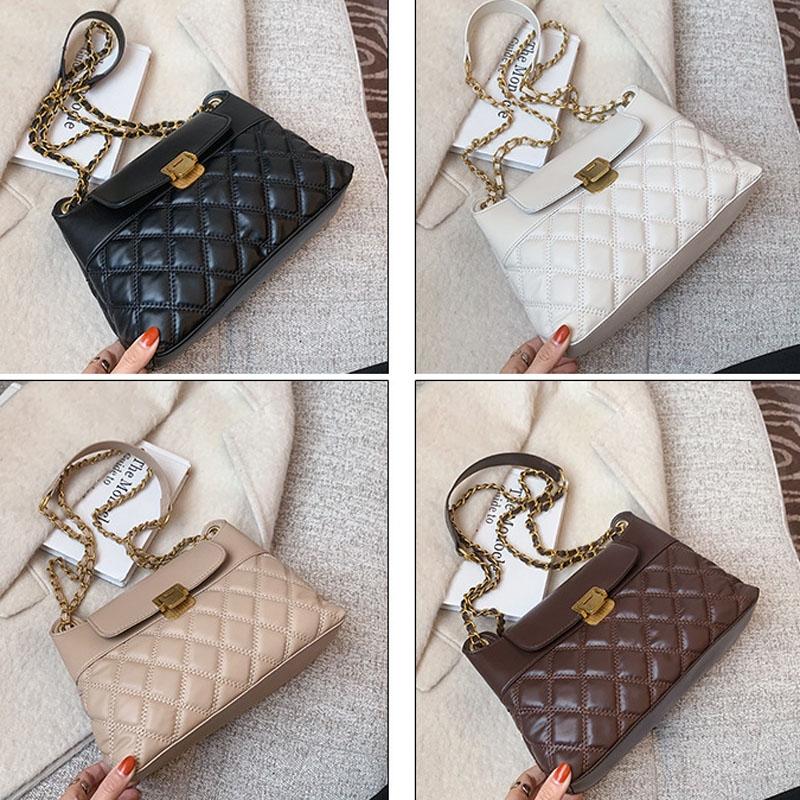 Versatile Rhombic Chain Crossbody Bag For Women - Black