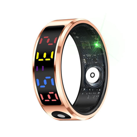 Smart Ring Heart Rate Blood Oxygen Sleep Sports Size 10 - Gold