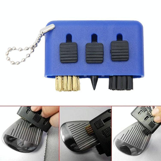 3-Piece Portable Golf Groove Cleaning Brush - Blue