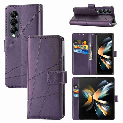For Samsung Galaxy Z Fold4 5G Embossed Pu Leather Phone Case - Black