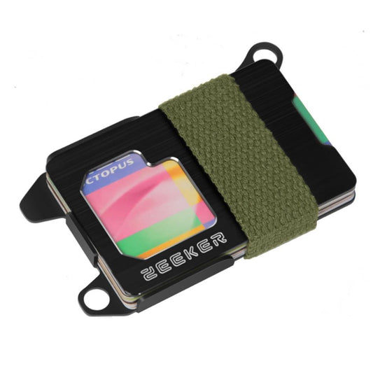 Rfid Metal Card Holder Compact Edc Wallet - Green Cloth Belt
