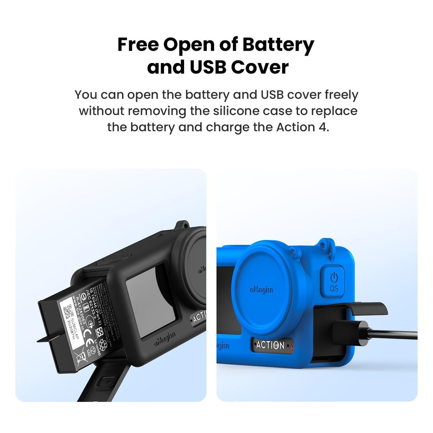 Protective Silicone Case For Dji Action Camera Accessories - Blue