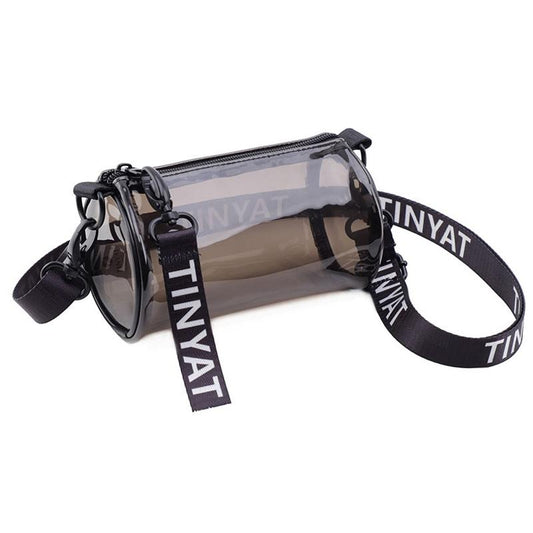 Transparent Pvc Mini Messenger Bag For Women - Black