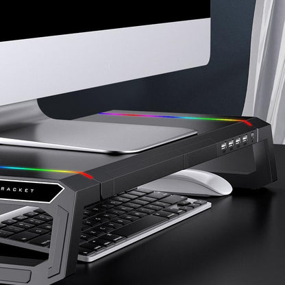 Foldable Laptop Stand with Rgb Lighting & Usb Expansion - Monitor Rack - Obsidian Black