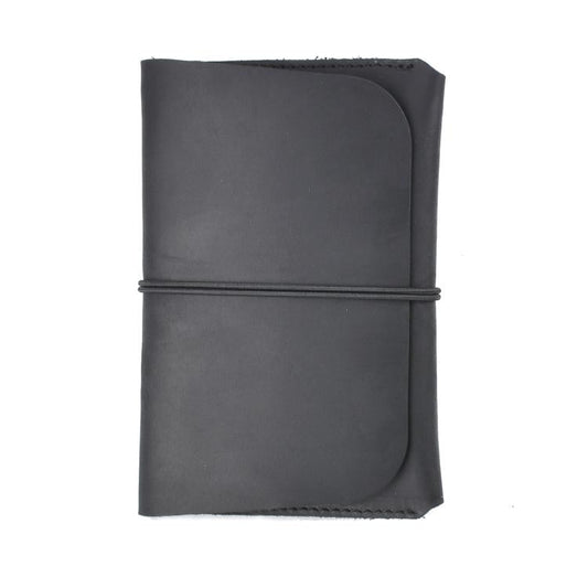 Retro Passport Wallet For Travel Crazy Horse Skin - Black