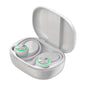 Wireless Bluetooth Earphones with Charging Bin and Digital Display - White