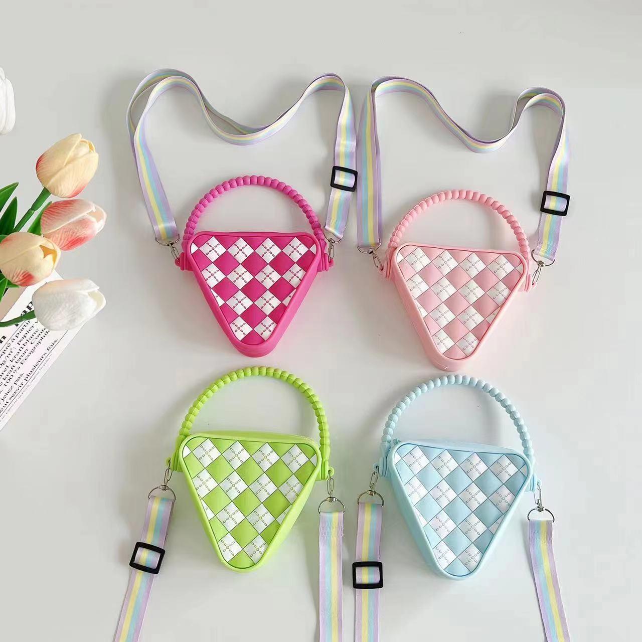 Mini Diamond Shaped Silicone Shoulder Bag - Pink