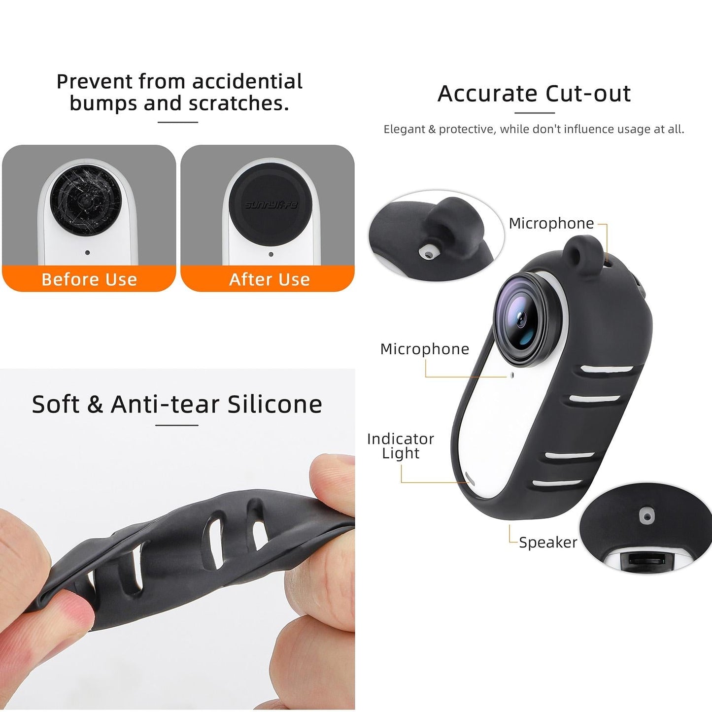 Insta360 Go 3 Silicone Case With Cooling Skin And Neck Strap - Black