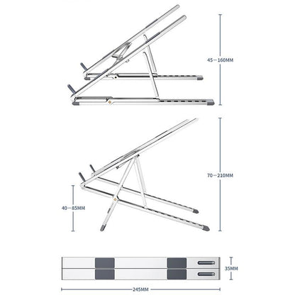 Adjustable Aluminum Laptop Cooling Bracket - Desktop - Silver