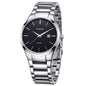 Waterproof Full Steel Quartz Watch - Fashion Business Calendar - White Case Black Face