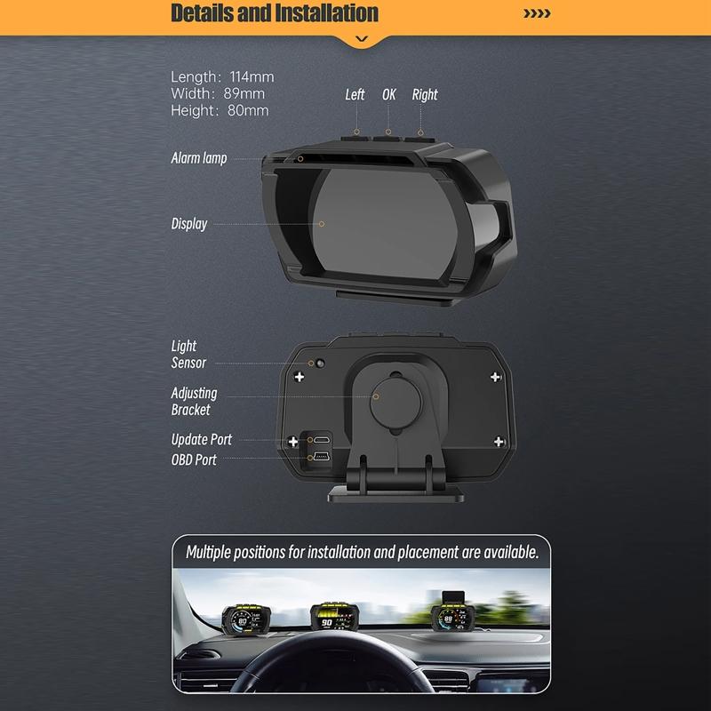 Car Obd Hud Lcd Speedometer Clear Display - Thai Version