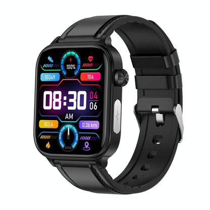 1.96 Inch Colour Screen Smart Watch Leather Strap Support Bluetooth Call / Ecg - Brown