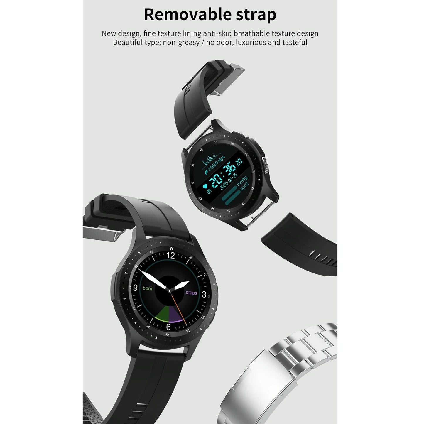 Waterproof Smart Bracelet With Touch Screen Bluetooth Call And Heart Rate Monitor - Silver