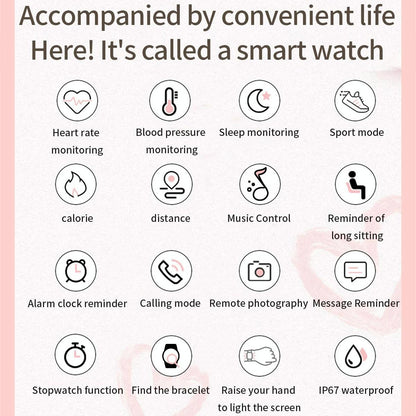 Smart Wristband With Waterproof Heart Rate And Blood Pressure Monitoring - Pink