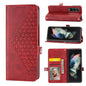 For Samsung Galaxy Z Fold4 5G Textured Leather Phone Case - Cubic Grid Design - Red