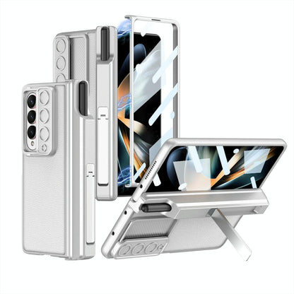 For Samsung Galaxy Z Fold4 5G Magnetic Leather Flip Case With Holder - Blue