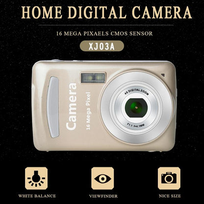 16mp Mini Digital Camera for Kids - 2.4 Inch 720p Cute Cartoon Design - Multifunctional Toy for Children's Birthday - Gold