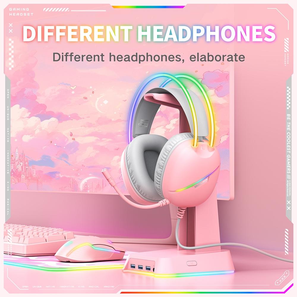 Rgb Light Gaming Headset 2M Cable - Pink