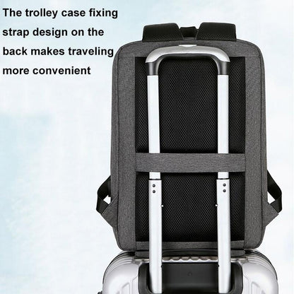 Waterproof Business Laptop Backpack With Usb Port - Multifunctional - Navy Blue - 15 Inch