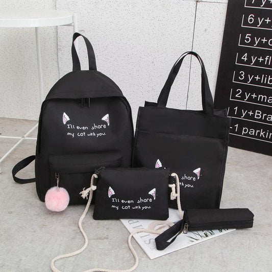 Versatile 4-piece Travel Backpack Set - Black