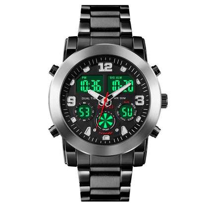 Triple Display Luminous Digital Watch - 1642 - Silver