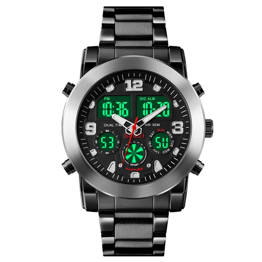 Triple Display Luminous Digital Watch - 1642 - Silver