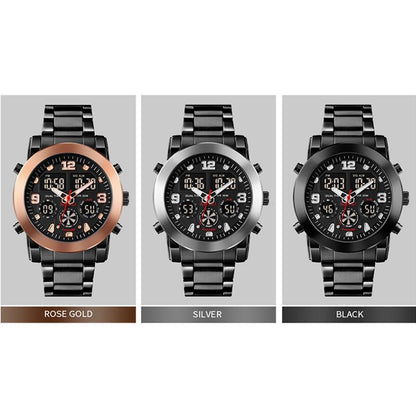Triple Display Luminous Digital Watch - 1642 - Silver