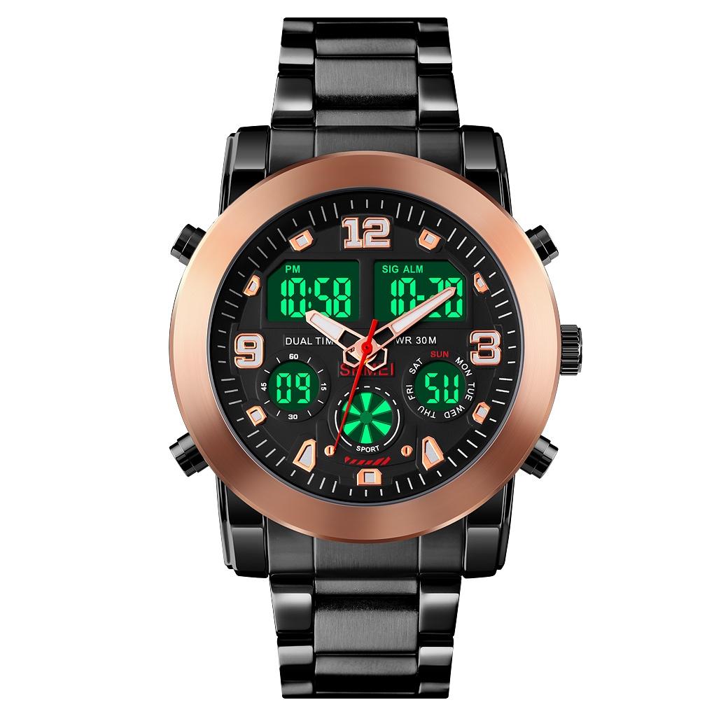 Triple Display Luminous Digital Watch - 1642 - Silver