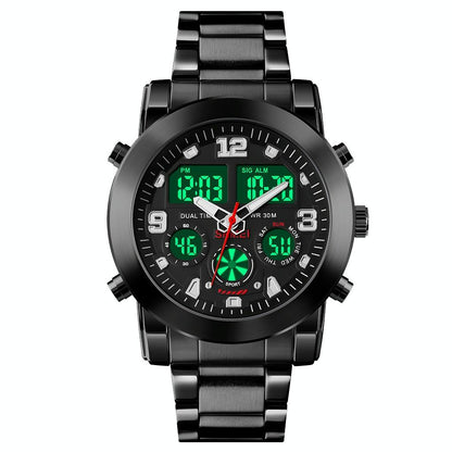 Triple Display Luminous Digital Watch - 1642 - Silver