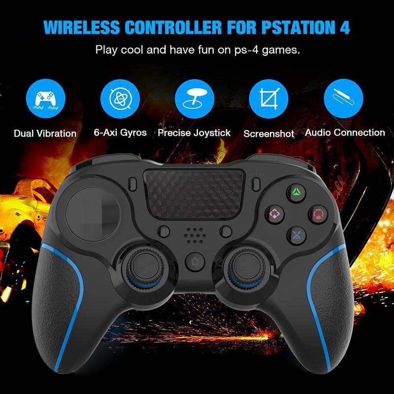 Bluetooth Gamepad for Ps4 Pro with Dual Vibration and Six-axis Control - Blue Black