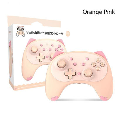 Cat Shaped Wireless Tooth Handle for Nintendo Switch - Orange Pink