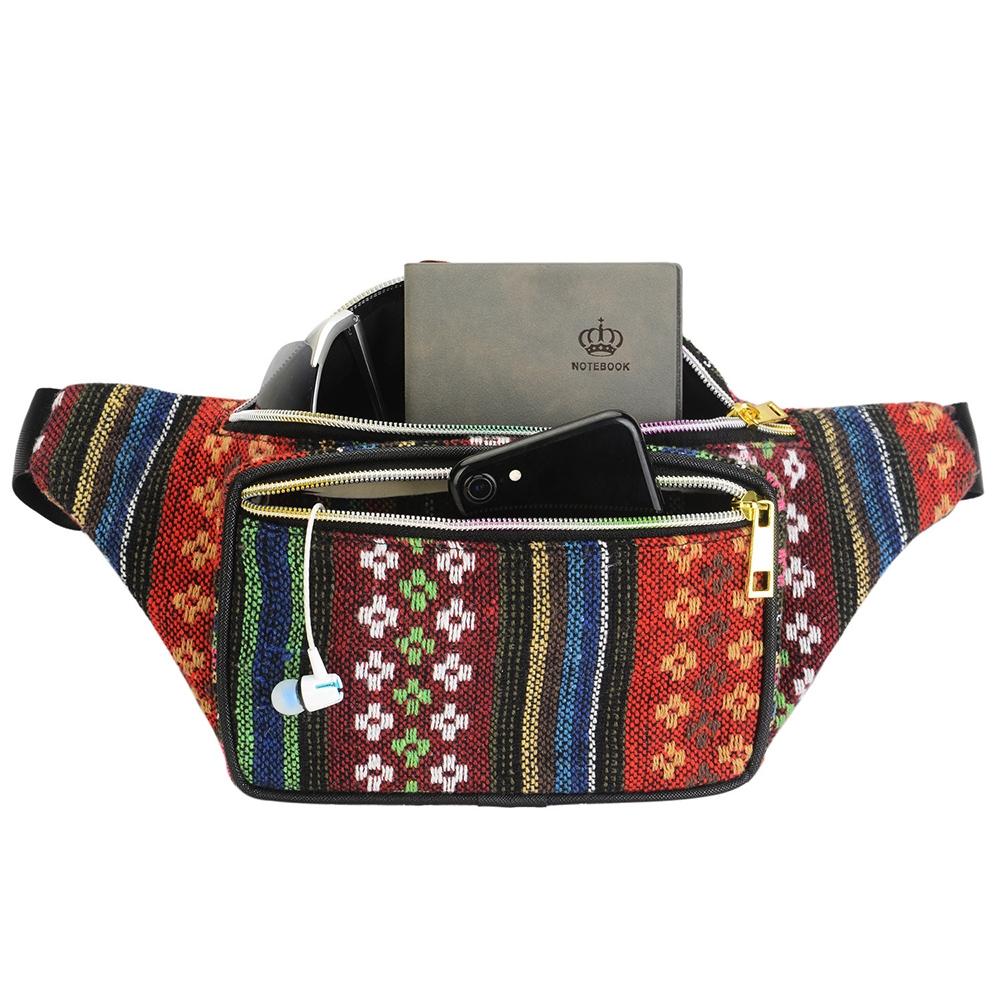 Boho Ethnic Style Waist Bag 34 X 15Cm - Style-B