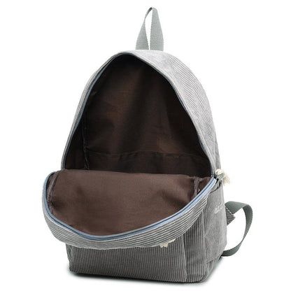 Girls' and Women Corduroy Backpack - School - Black