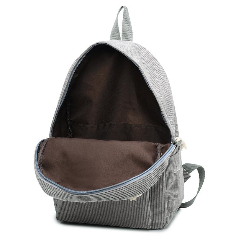 Girls' and Women Corduroy Backpack - School - Black