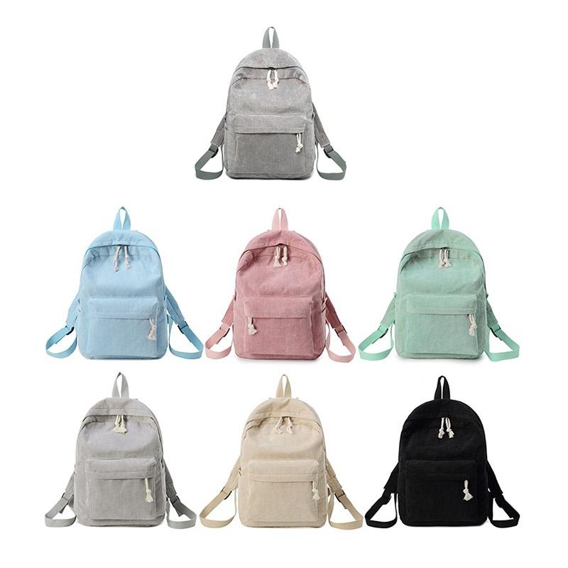 Girls' and Women Corduroy Backpack - School - Black