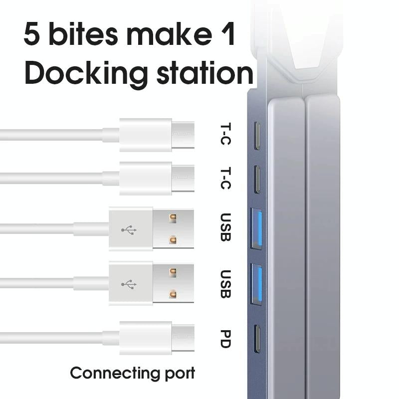 Versatile Laptop Docking Stand with Enhanced Cooling and Folding Design - Gray