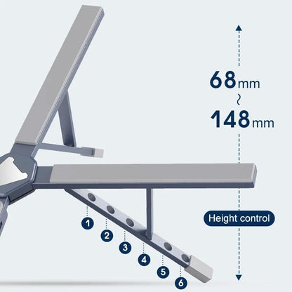 Versatile Laptop Docking Stand with Enhanced Cooling and Folding Design - Gray