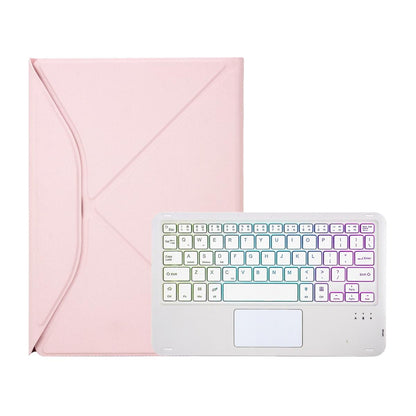 Touchpad Bluetooth Keyboard Leather Tablet Case With Pen Slot And Backlight - Pink