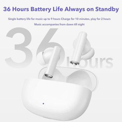 Waterproof Bluetooth Earbuds with Active Noise Reduction - White