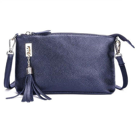 Fringed One Shoulder Bag For Women Large Capacity Casual - Navy Blue