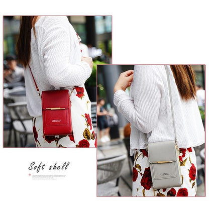 Multifunctional Touch Screen Crossbody Bag - Deep Pink