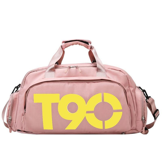 Large Capacity Sports Bag With Wet / Dry Separation - Pink Yellow