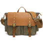 Leather Waxed Canvas Crossbody Bag For Outdoors - S11 Army Green