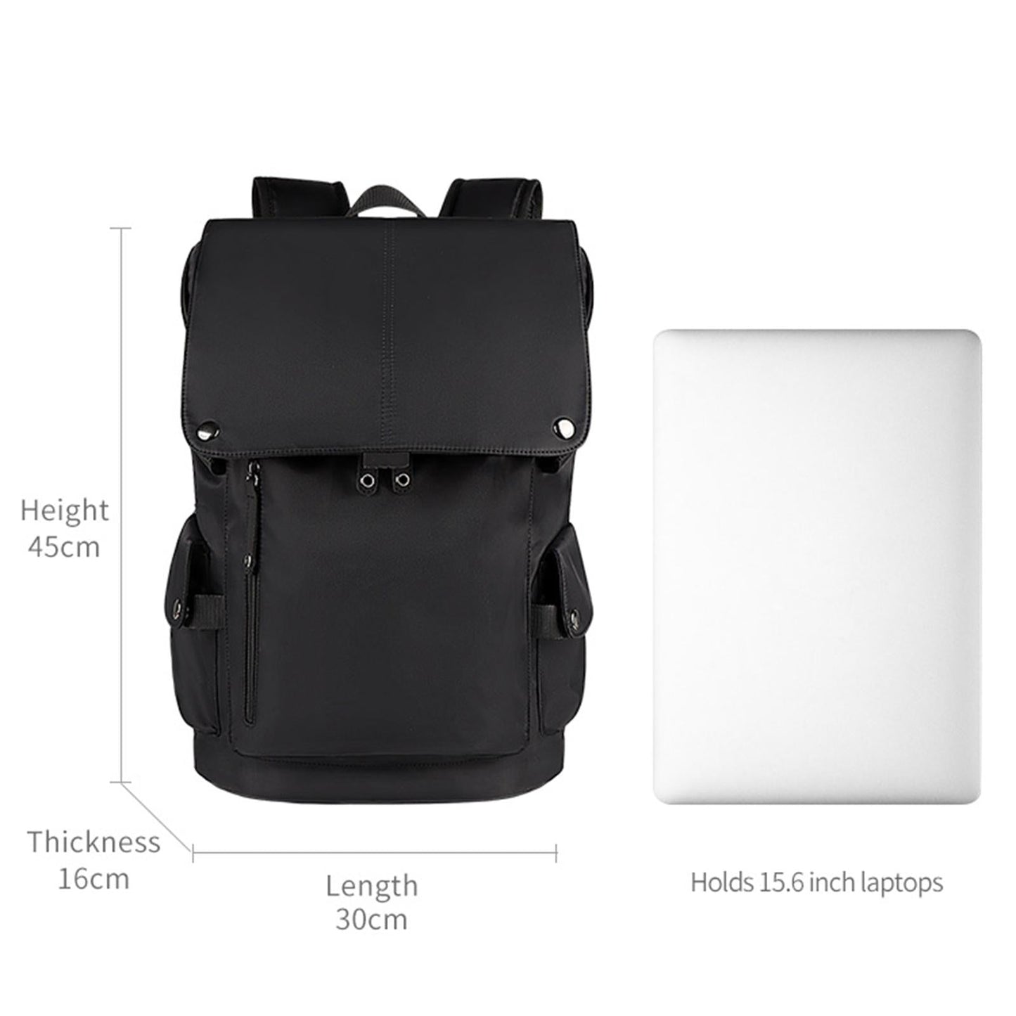 Universal Laptop Backpack With Usb Port - 13-15.6 Inch Capacity - Black