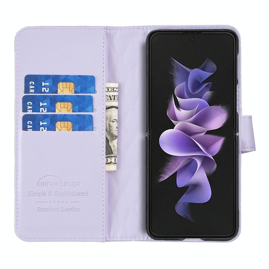 For Samsung Galaxy Z Fold4 5G Samsung Fold 4 Diamond Lattice Wallet Case - Sleek And Stylish - Purple