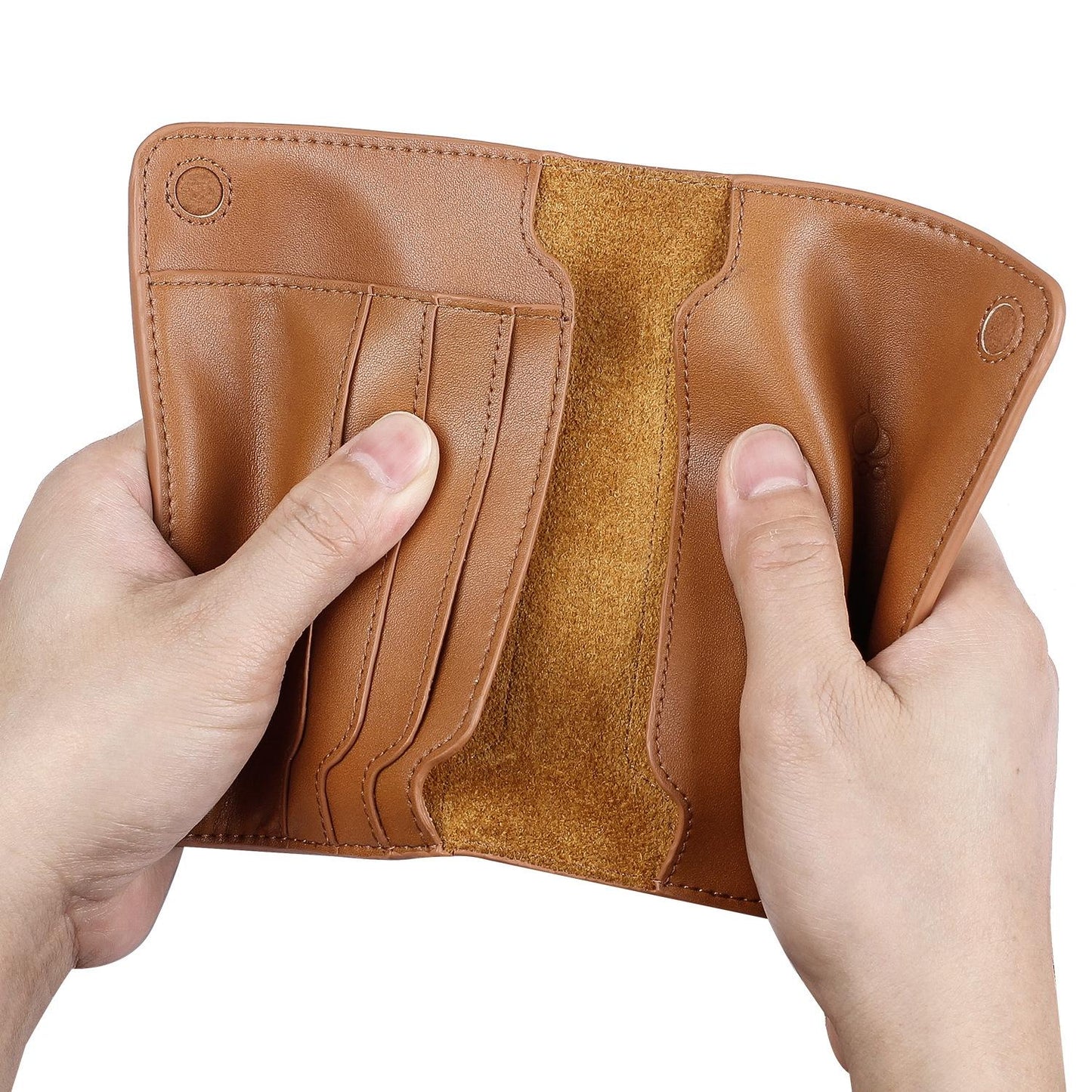 Cowhide Passport Wallet Multifunctional Card Holder Brown
