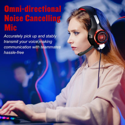 Omni Mic Gaming Headset 1.9M Length - Black Red